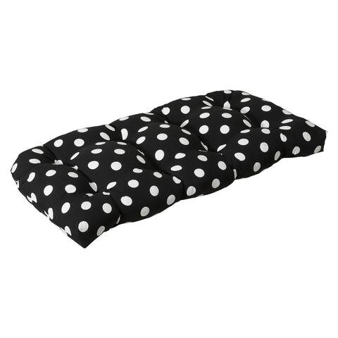 Pillow Perfect Outdoor Black/ White Polka Dot Wicker Loveseat Cushion