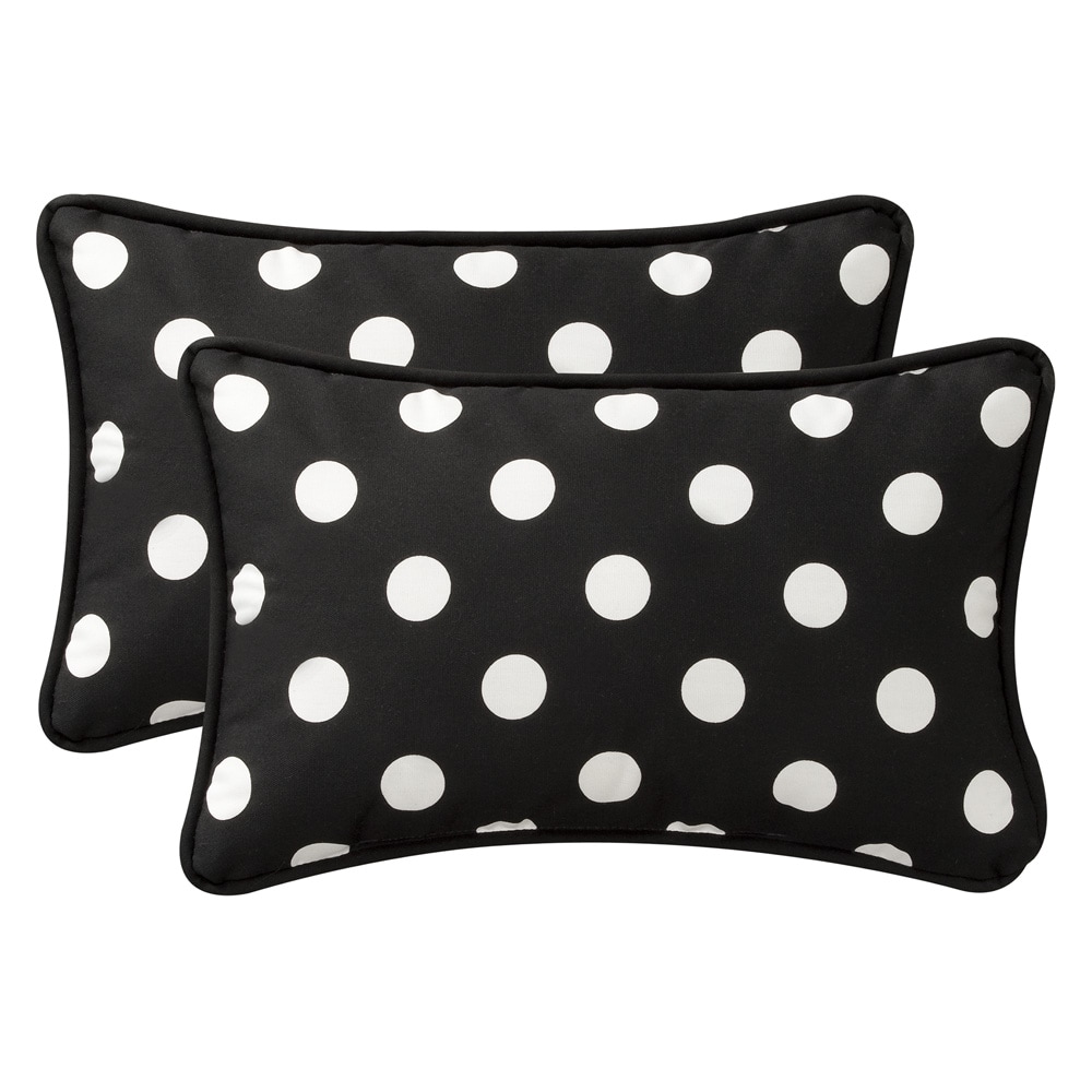 Shop Pillow Perfect Decorative Black/White Polka Dot Polyester Outdoor ...