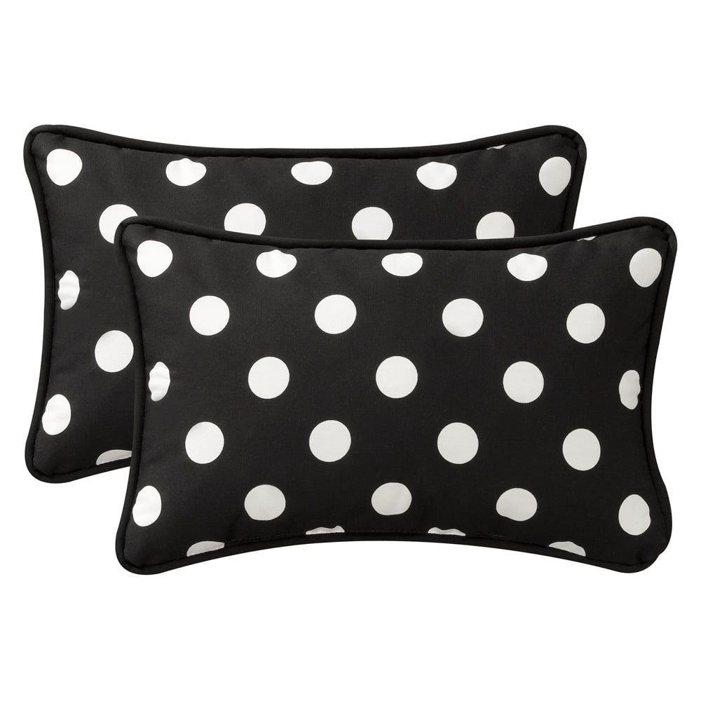 Pillow Perfect Decorative Black/White Polka Dot Polyester Outdoor Toss Pillows (Set of 2)