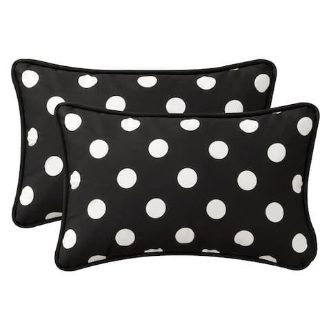 Pillow Perfect Decorative Black/White Polka Dot Polyester Outdoor Toss Pillows (Set of 2)