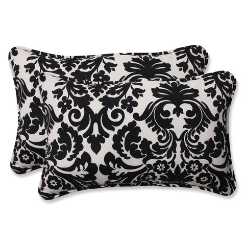 Pillow Perfect Decorative Black/ Beige Damask Outdoor Toss Pillows (Set of 2)