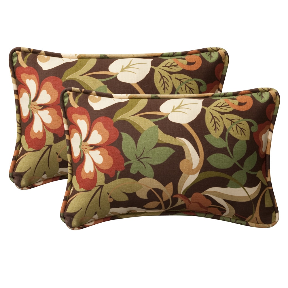 Pillow Perfect Decorative Brown/ Green Tropical Outdoor Toss Pillows