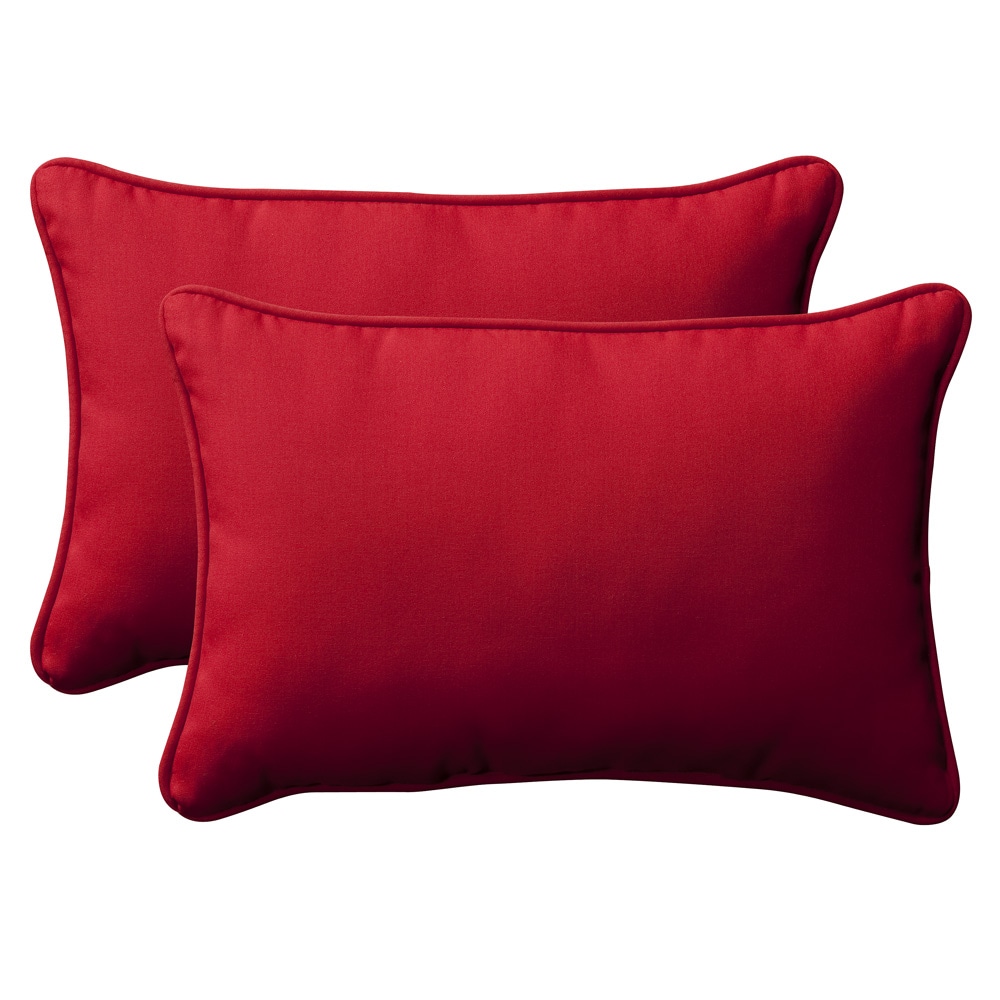 Pillow Perfect Outdoor Red Solid Toss Pillows Square   Set of 2
