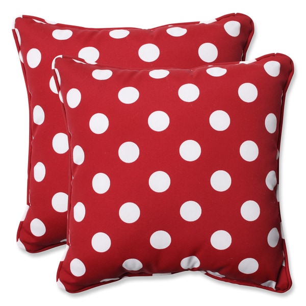 Shop Pillow Perfect Outdoor Red/White Polka Dot Toss Pillows Square - Set of 2 - Free Shipping 