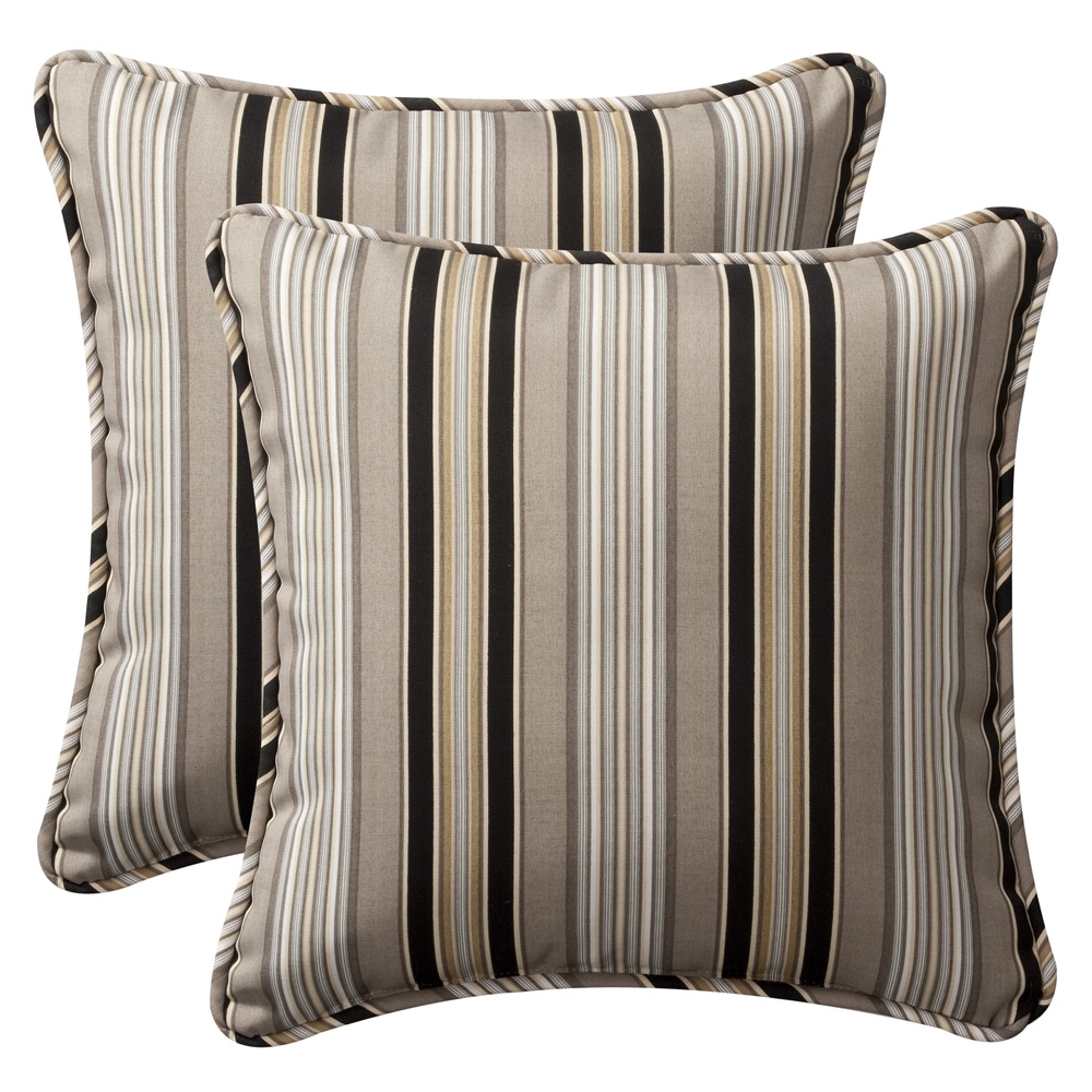 Pillow Perfect Outdoor Black/ Beige Stripe Toss Pillows ...