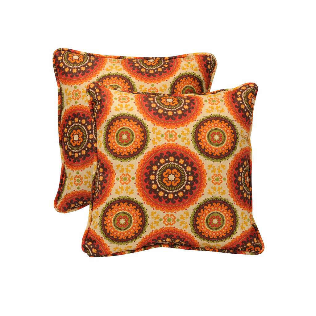 Pillow Perfect Outdoor Brown/ Orange Circles Toss Pillows (Set of 2)