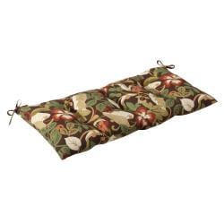 Pillow Perfect Outdoor Brown/ Green Tropical Tufted Loveseat Cushion Pillow Perfect Outdoor Cushions & Pillows