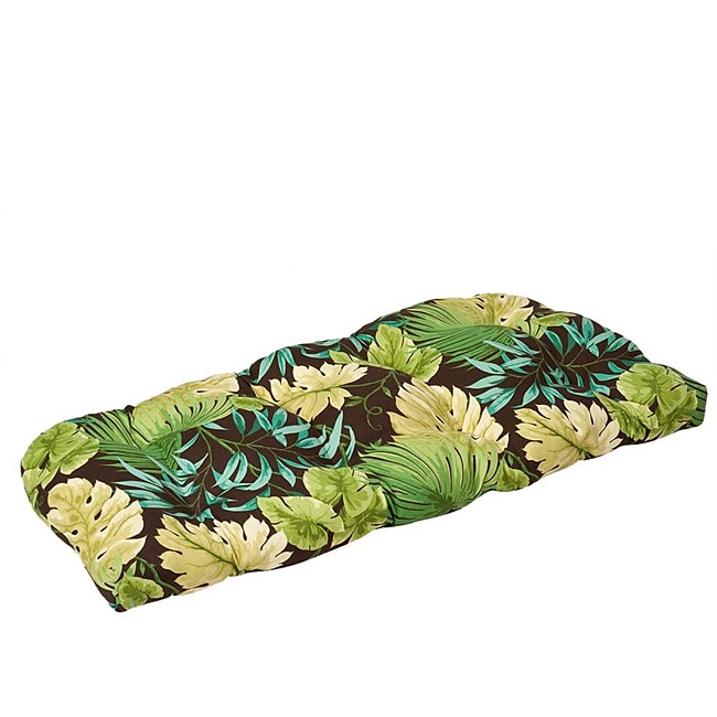 Pillow Perfect Outdoor Green/ Brown Tropical Wicker Loveseat Cushion ...