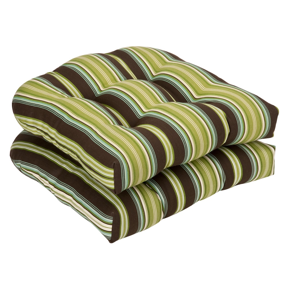 Shop Pillow Perfect Outdoor Brown/ Green Striped Wicker ...