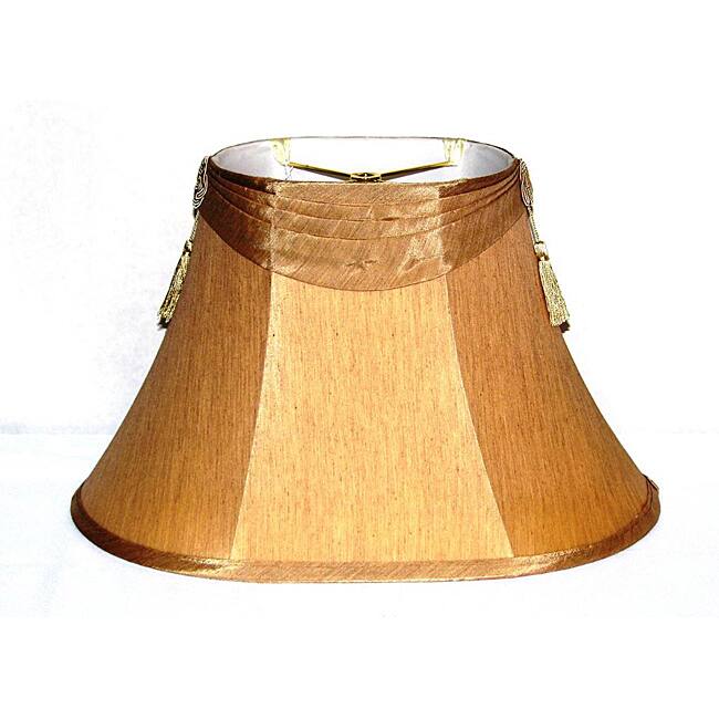 Crown Lighting French Beige Shantung Silk Oval Lampshade with Tassels