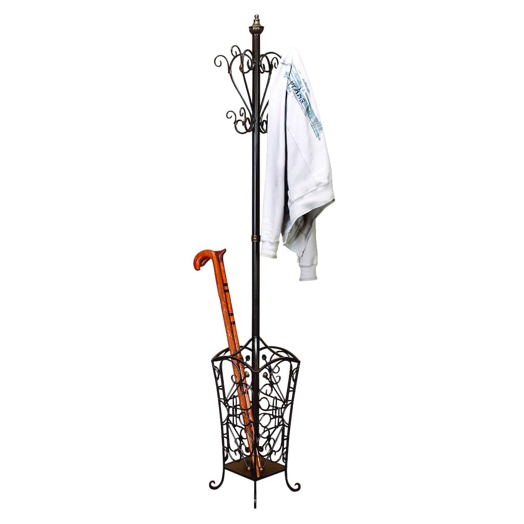 Casa Cortes Metal Coat and Hat Hanging Rack with Umbrella Holder