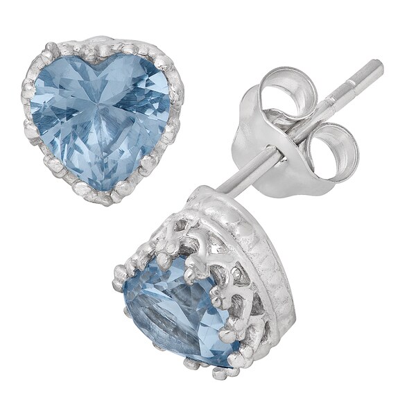 Gioelli Sterling Silver Aquamarine Heart Earrings. Opens flyout.