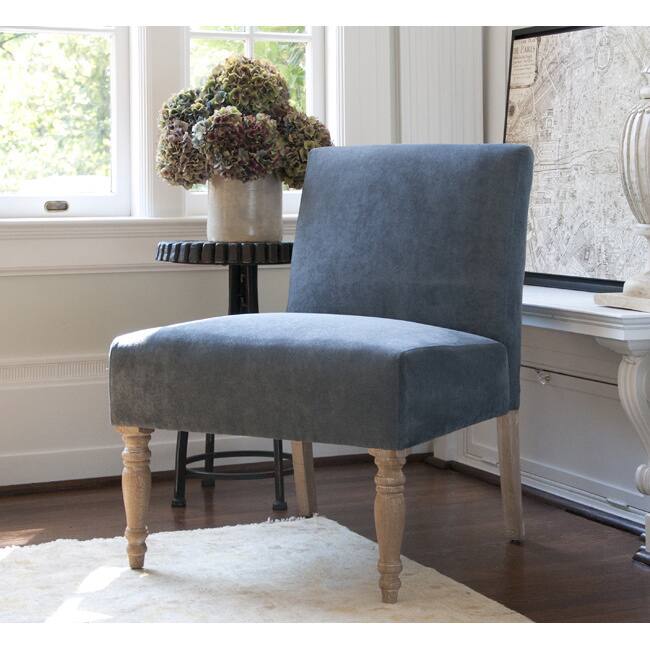 Handy Living Bradstreet Twillo Bluestone Upholstered Armless Chair - Blue