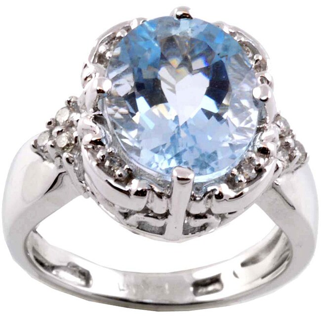 Shop Michael Valitutti 14k Gold Aquamarine and 1/10ct TDW Diamond Ring ...