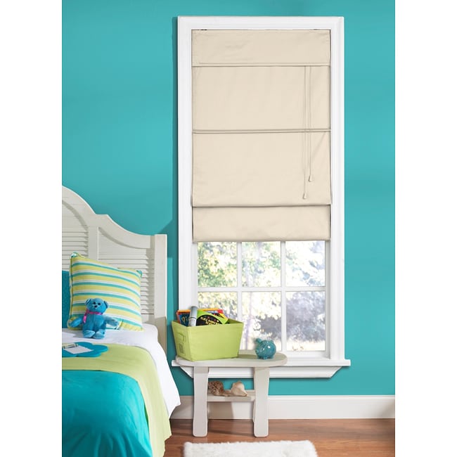 Taos Thermal Ecru Fabric Roman Shade (23 in. x 72 in.)