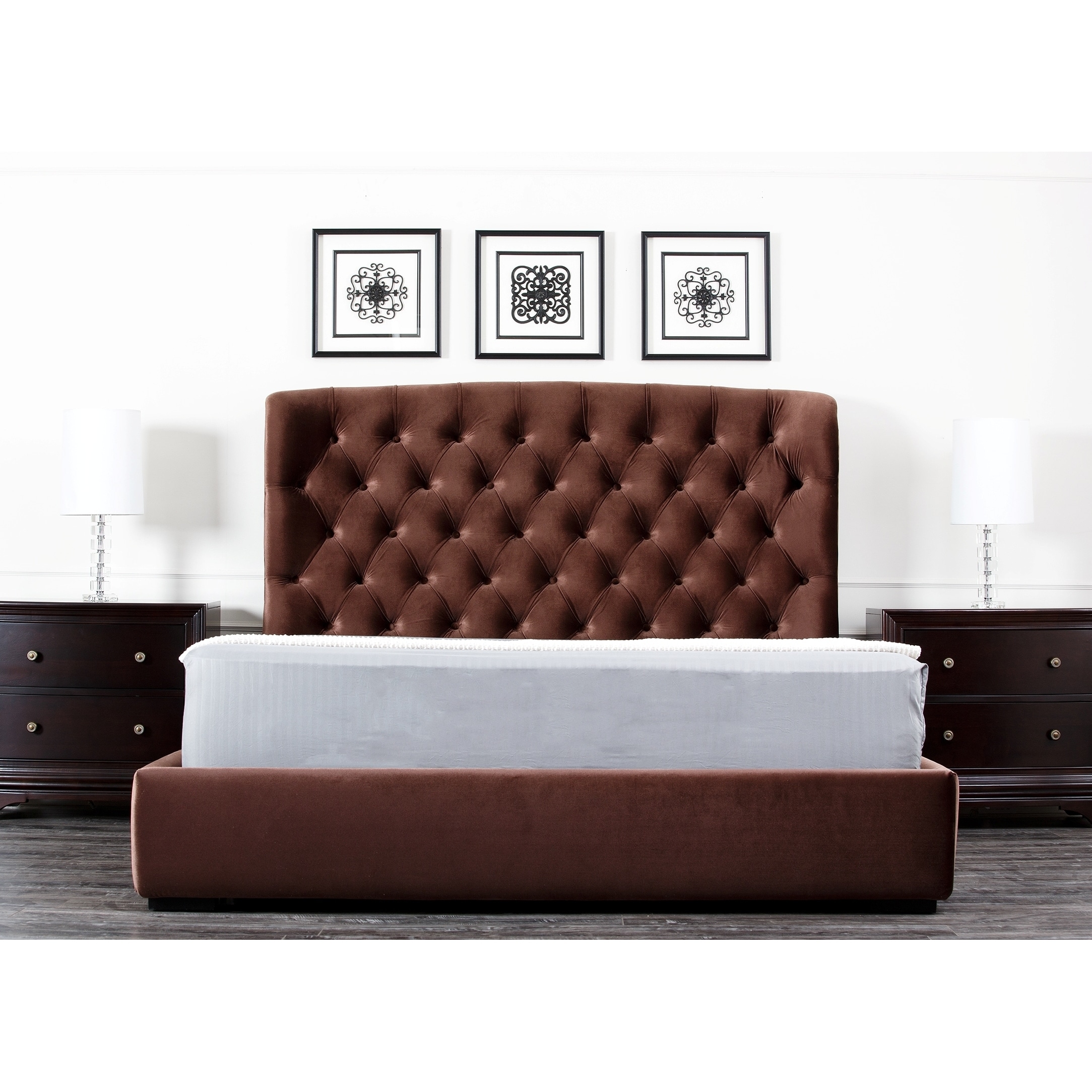 Abbyson Living Presidio Chocolate Tufted Upholstered Queen size Bed