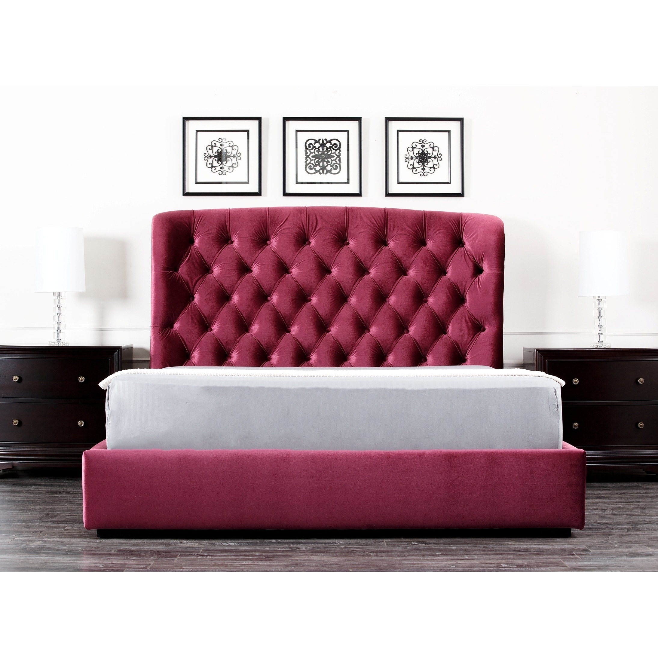 Abbyson Living Abbyson Living Presidio Burgundy Tufted Upholstered Eastern King size Bed Burgundy Size King