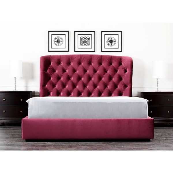 Abbyson Living Presidio Burgundy Tufted Upholstered Eastern King size Bed Abbyson Living Beds