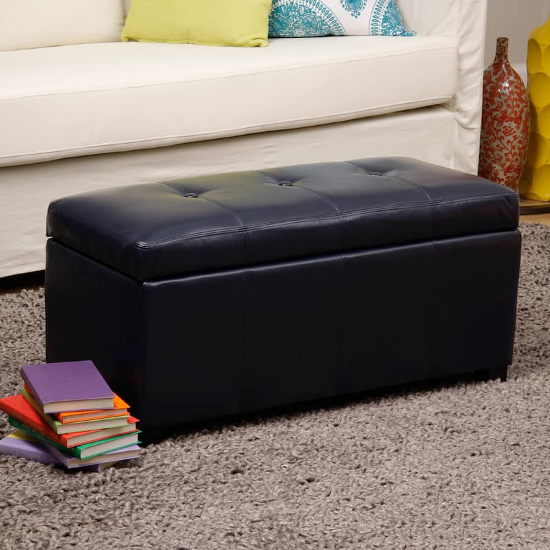 Warehouse of Tiffany Ariel Dark Brown Faux-Leather Storage Bench