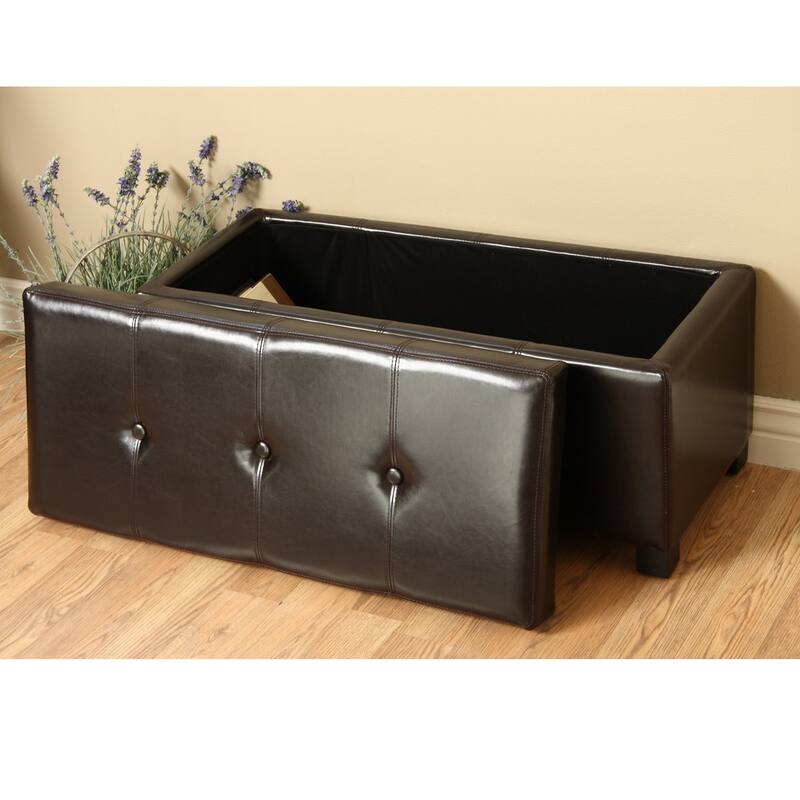 Warehouse of Tiffany Ariel Dark Brown Faux-Leather Storage Bench