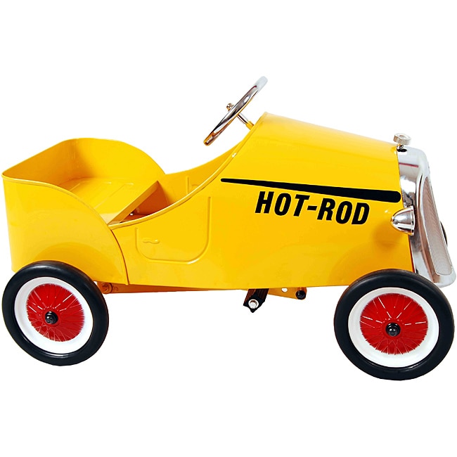 Yellow Retro 19-inch Stamped-steel/Plastic Hot Rod Pedal Car - Free ...