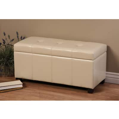 Warehouse of Tiffany Ariel Ivory Wood Storage Bench