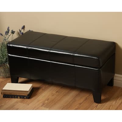 Ariel Black Storage Ottoman Bench
