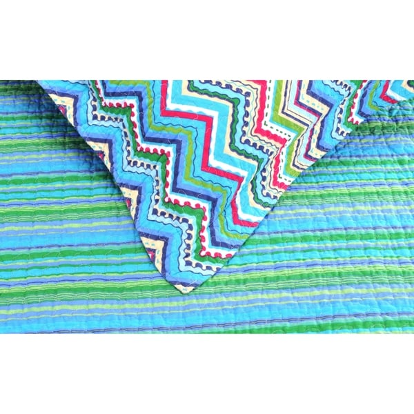 King Size NEWLAKE Striped Classical Cotton 3-Piece Patchwork Bedspread Quilt Sets