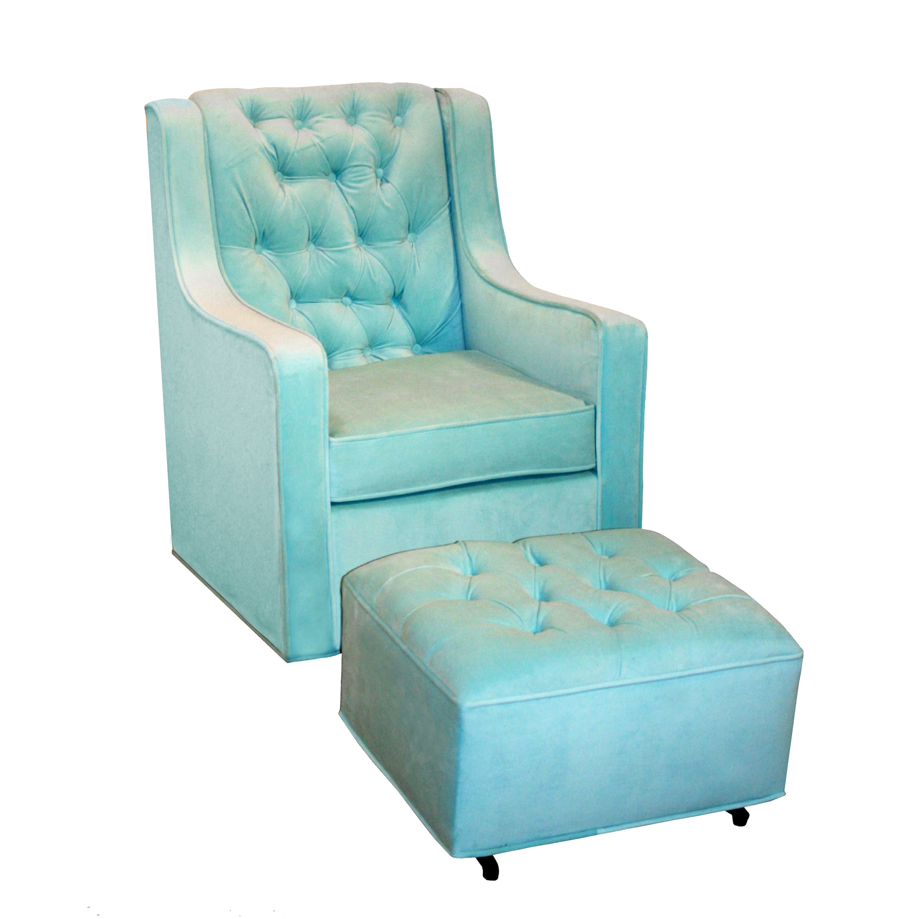 Classic Aqua Bella Velvet Ottoman