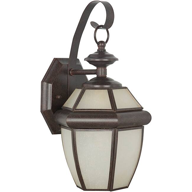One Light Rubbed Bronze Curved Outdoor Lantern