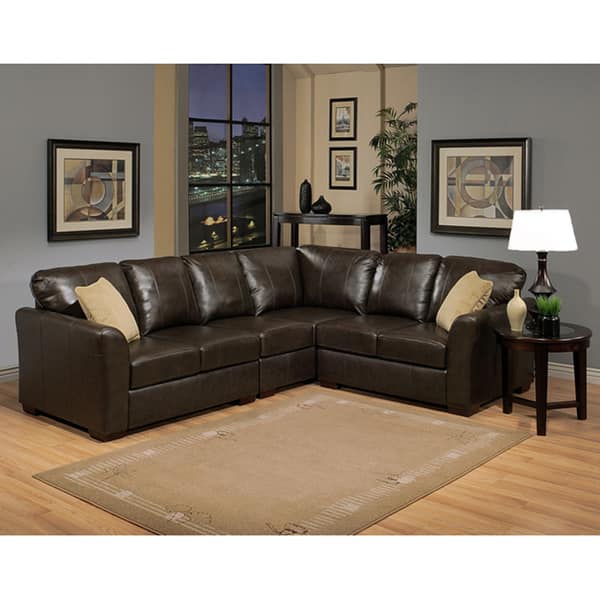 Abbyson Living Florence Premium Topgrain Leather Sectional Overstock