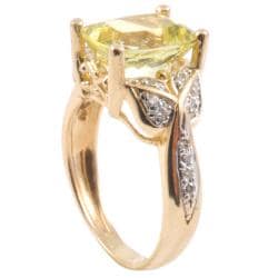 Michael Valitutti 14k Gold Canary Apatite and 1/6ct TDW Diamond Ring (I J, I1 I2) Michael Valitutti Gemstone Rings