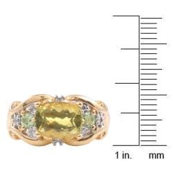 Michael Valitutti 14k Gold Apatite, Green Tourmaline and 1/8ct TDW Diamond Ring (I J, I1 2) Michael Valitutti Gemstone Rings