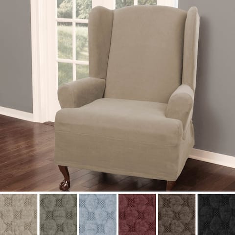 Maytex Pixel Stretch 1 Piece Wing Back Arm Chair Slipcover