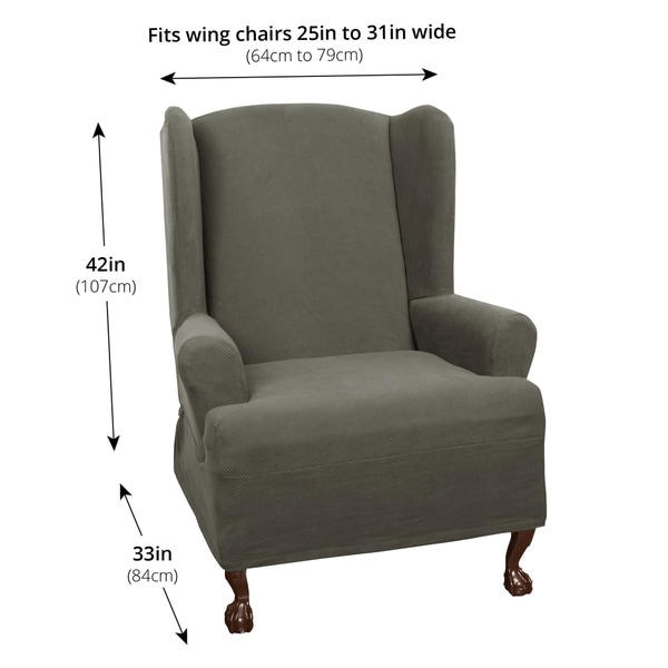 New MAYTEX Pixel Ultra Soft Stretch 1 Piece Wing Back Arm Chair Furniture Cov..