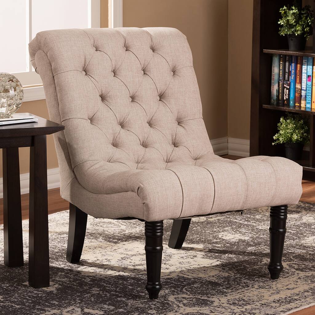 Baxton Studio Caelie Beige Linen Modern Lounge Chair