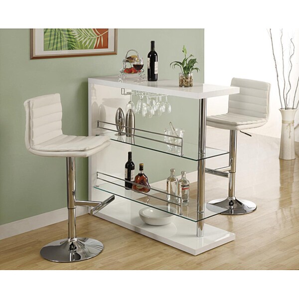 White/ Chrome Metal Hydraulic Lift Barstools (Set of 2)