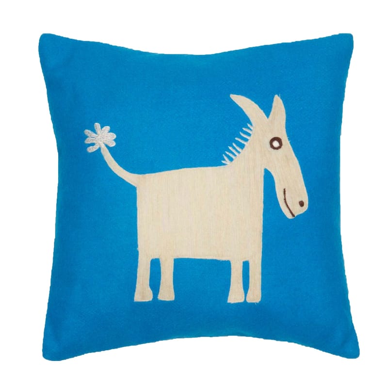 Donkey Applique Decorative Wool Pillow