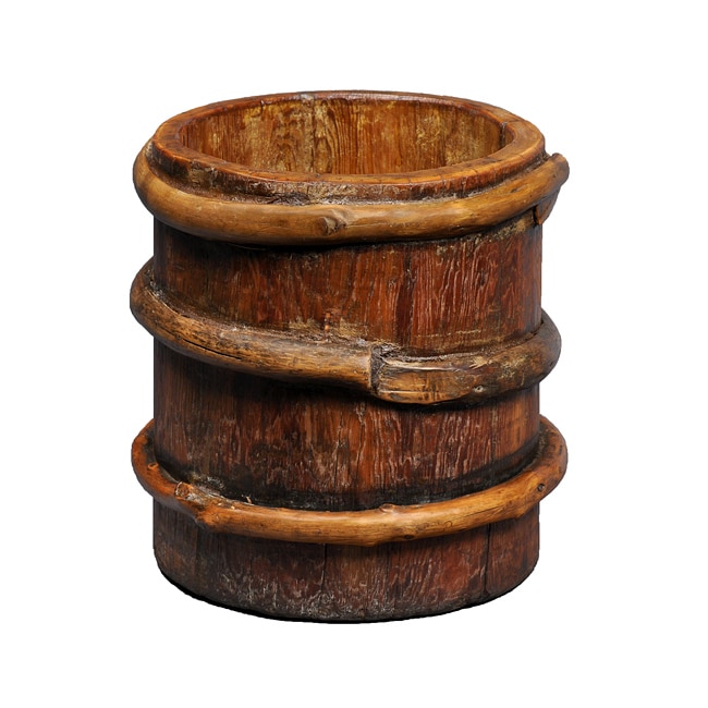 Large Tibetan Wood Milk Bucket