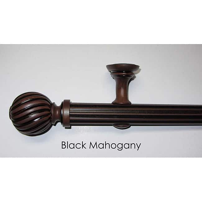 Arlo Blinds Black Mahogany 8-Foot Pole Set with Fluted Finials