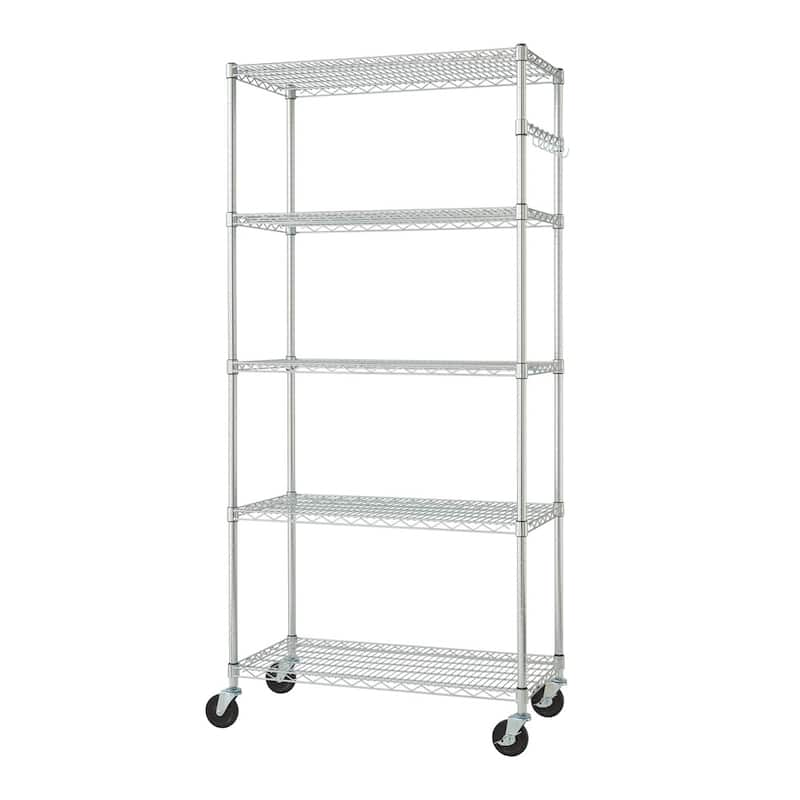 TRINITY EcoStorage® 5-Tier 36x18x72 Commercial Wire Shelving w/ Sidebar ...