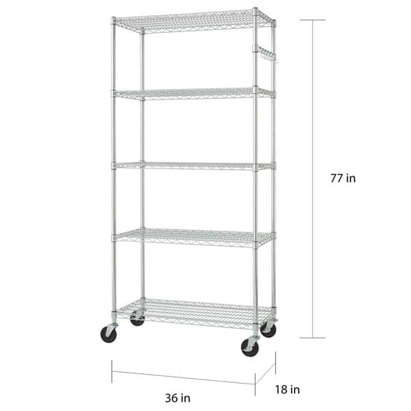 TRINITY 4-Tier Wire Shelving Rack, 48 x 24 x 72 NSF, Black