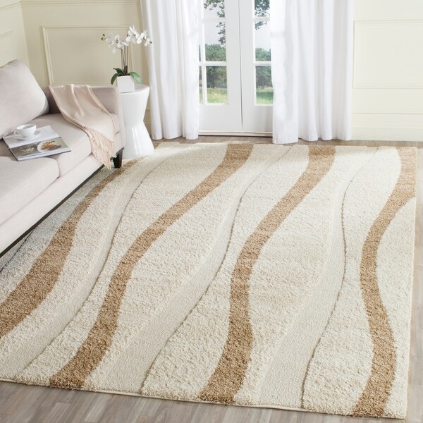 Safavieh Willow Contemporary Cream/ Brown Shag Rug - 8'6 x 12'