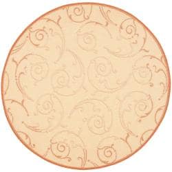 Natural/ Terracotta Indoor Outdoor Rug (6'7 Round) Safavieh Round/Oval/Square