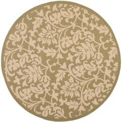 Olive/ Natural Indoor Outdoor Rug (6'7 Round) Safavieh Round/Oval/Square