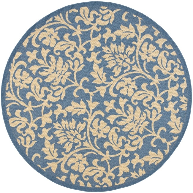Safavieh Seaview Blue/ Natural Indoor/ Outdoor Rug - 6'7" x 6'7" round