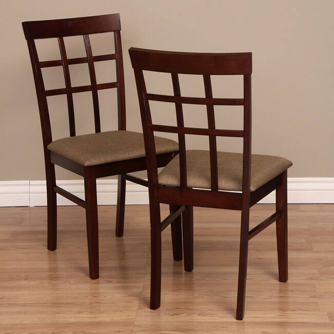 Warehouse of Tiffany Justin Light-Cappucino Dining Chairs with Latte Fabric-Covered Seat (Set of Two)