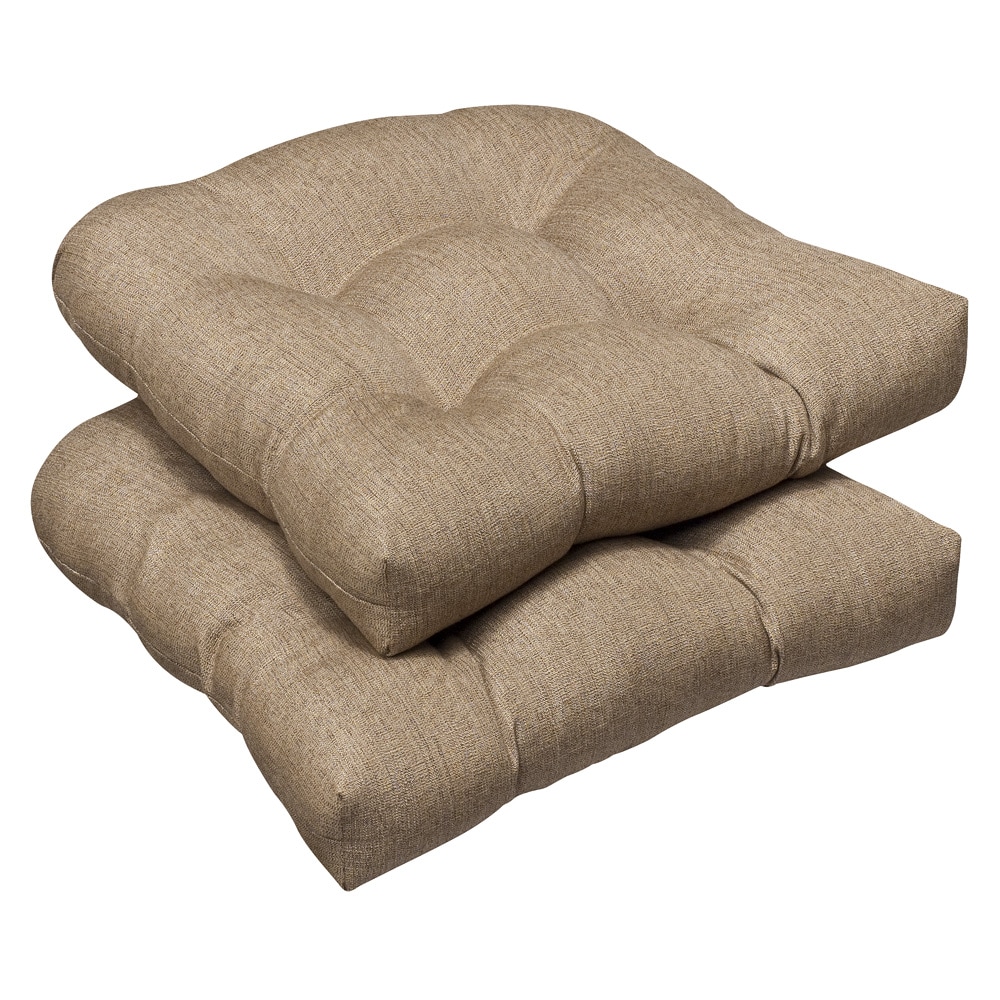 Shop Pillow Perfect Outdoor Tan Textured Wicker Seat Cushions with