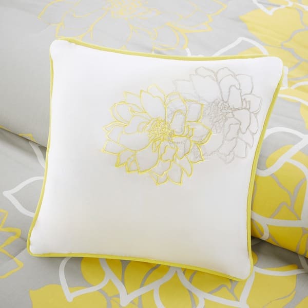 Shop Madison Park Brianna Grey And Yellow Flower Printed Cotton