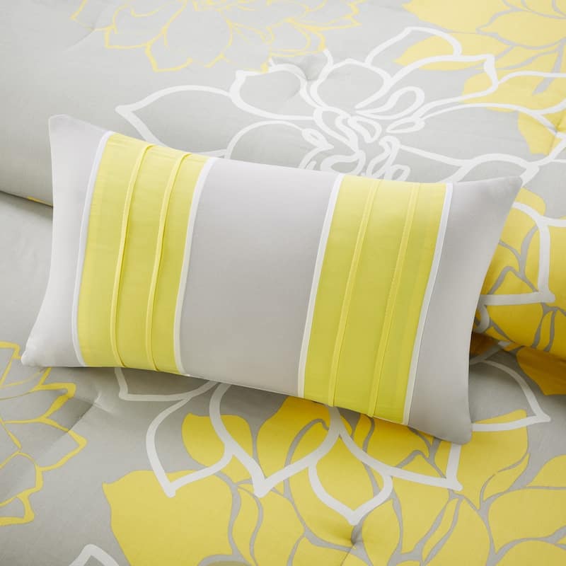 Madison Park Brianna Yellow Flower Printed Cotton Comforter Set